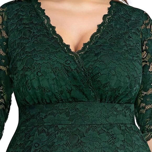 NWT PinUp Wedding Gown Evening Party Floral Lace Long Wrap V Neck Mermaid Dress - Picture 2 of 11